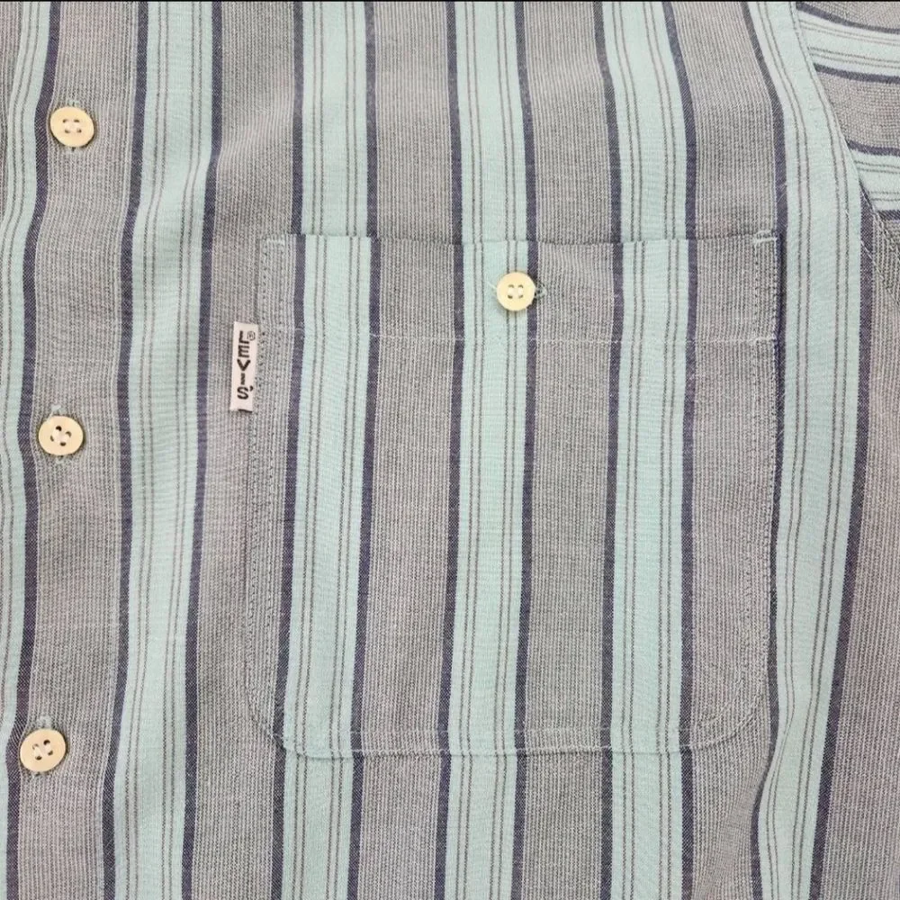 Levi's Vintage Silver‎ Label Long Sleeve Striped Button Down Blue and Gray Large